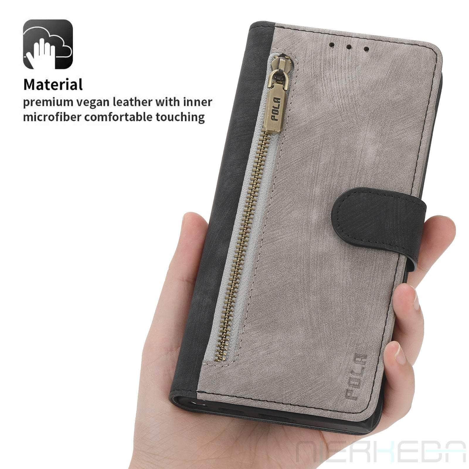 Casebuddy Grey or Black / Samsung A14 5G Galaxy A14 Anti-Theft Brush Leather Case