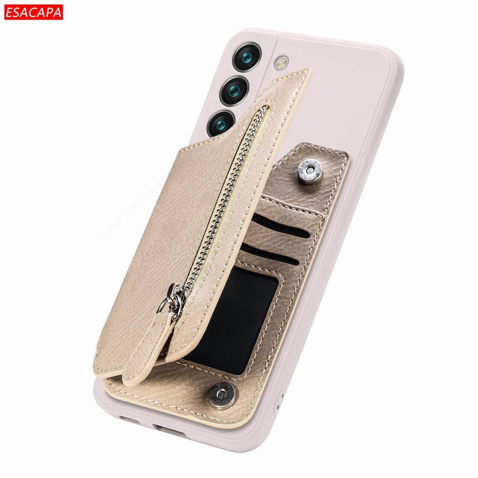 Casebuddy For Galaxy A54 / White Galaxy A54 5G Zipper Wallet Vegan Leather Case