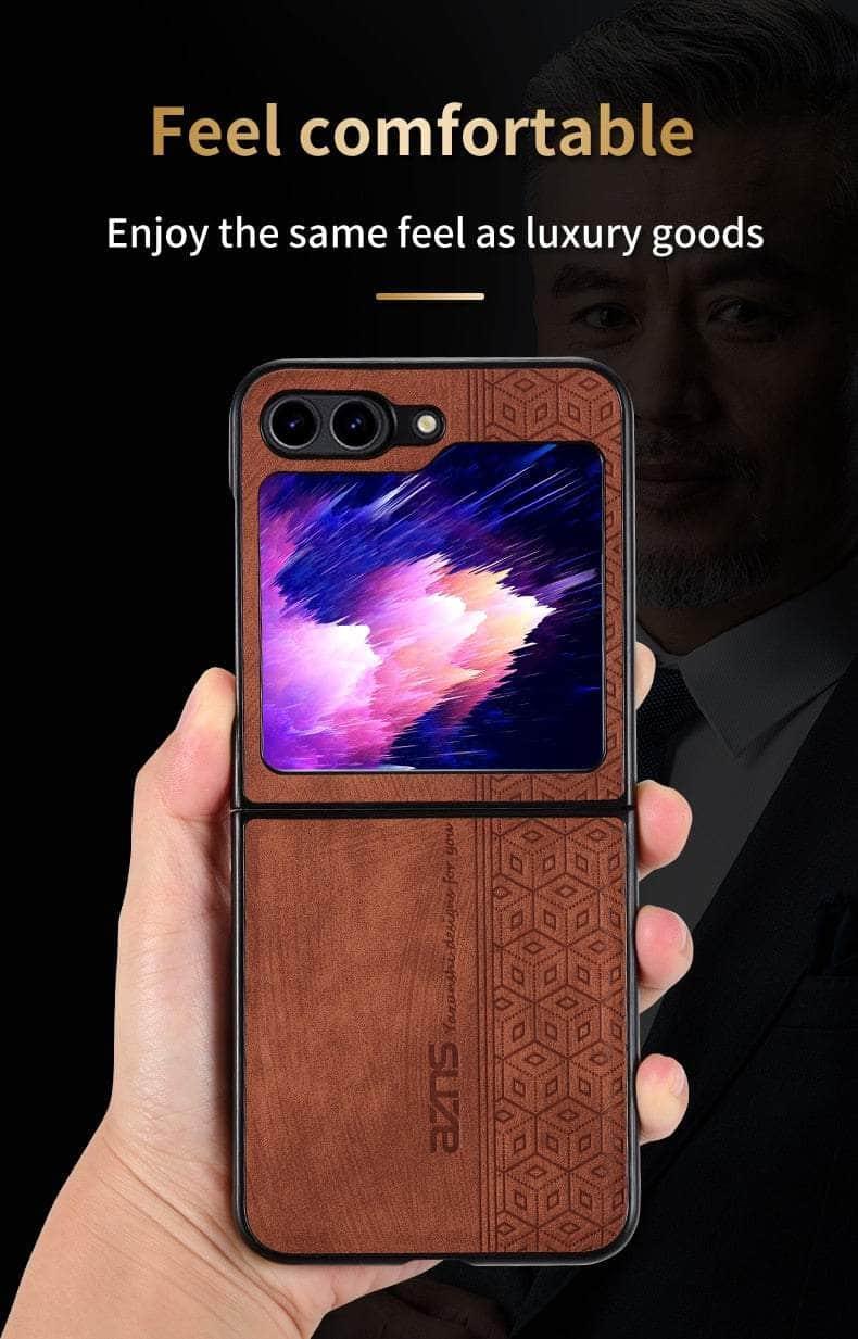 Casebuddy Galaxy Z Flip 5 Shockproof Protective Leather Cover