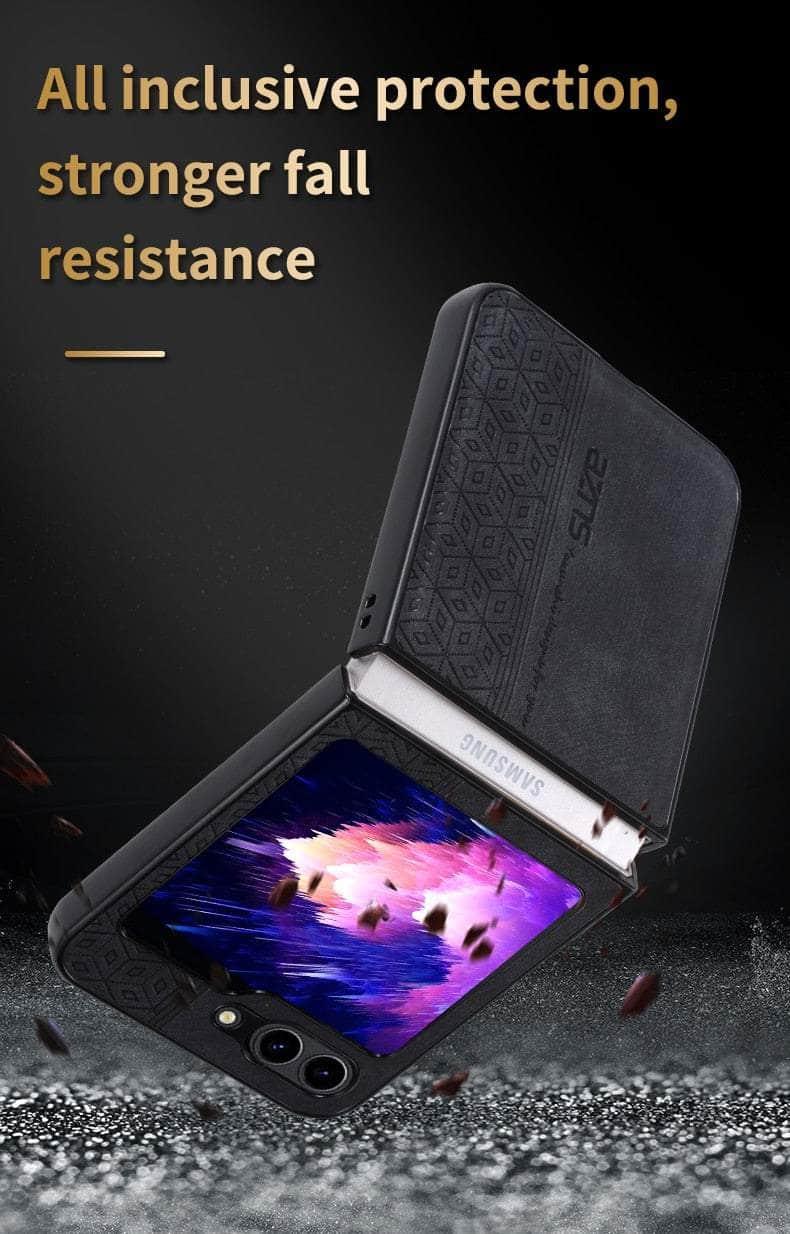 Casebuddy Galaxy Z Flip 5 Shockproof Protective Leather Cover