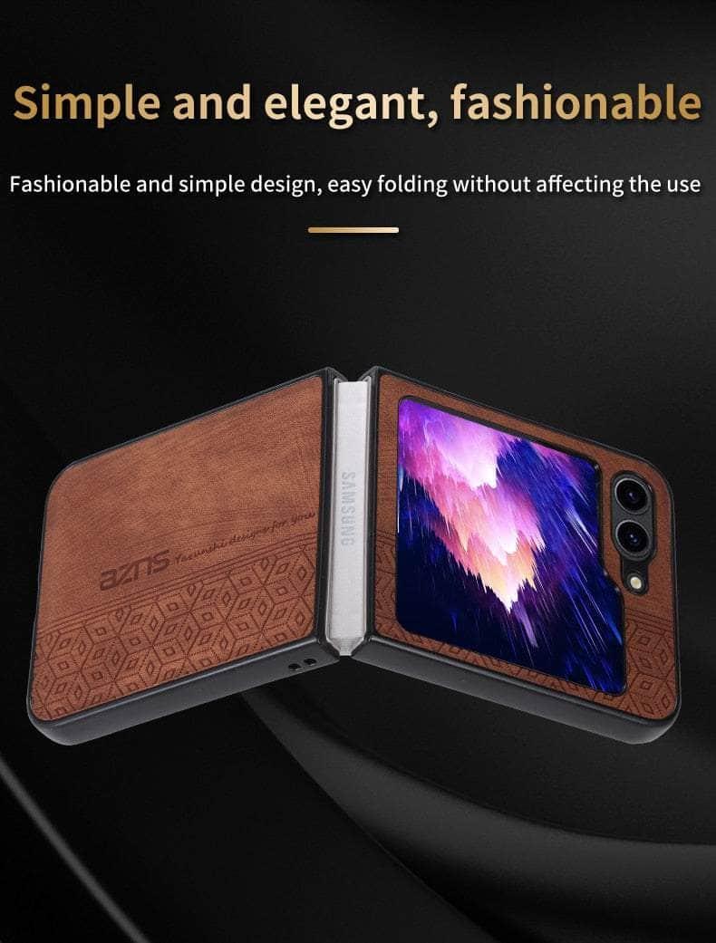 Casebuddy Galaxy Z Flip 5 Shockproof Protective Leather Cover