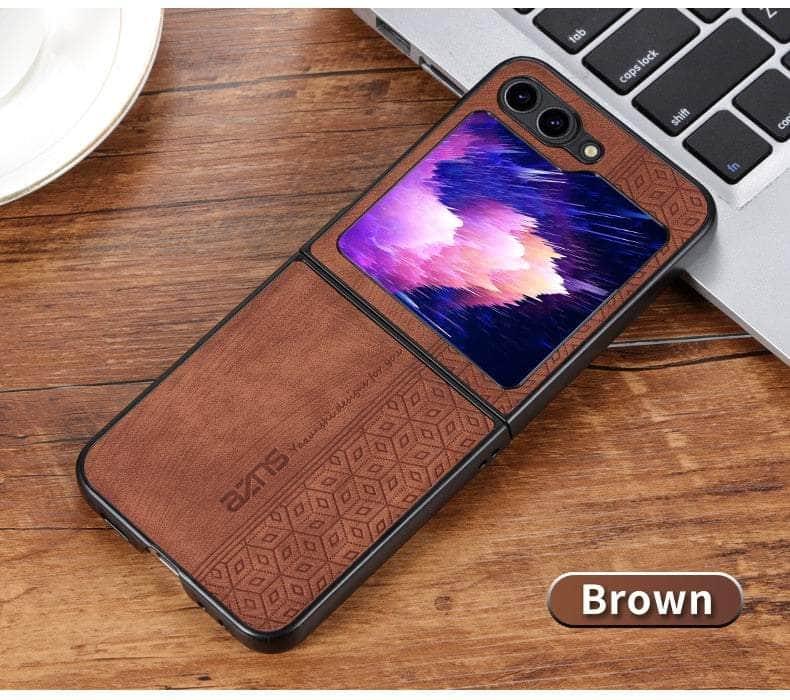 Casebuddy Galaxy Z Flip 5 Shockproof Protective Leather Cover