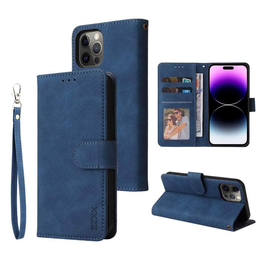 Casebuddy Blue / iPhone 15 iPhone 15 Leather Wallet Case