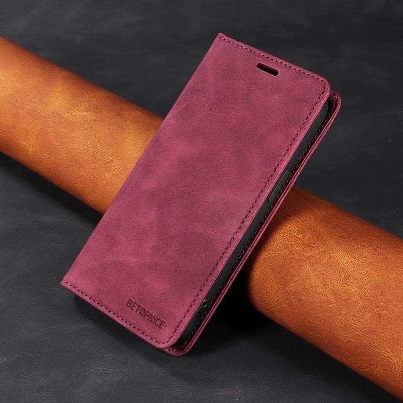 Casebuddy Wine red / For iPhone 15 Plus iPhone 15 Plus RFID Leather Wallet Flip Case