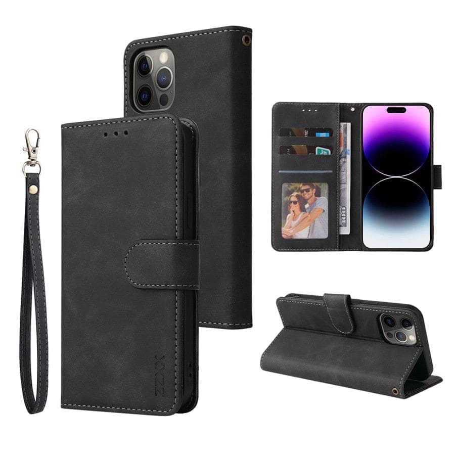 Casebuddy Black / iPhone 15 Pro iPhone 15 Pro Leather Wallet Case