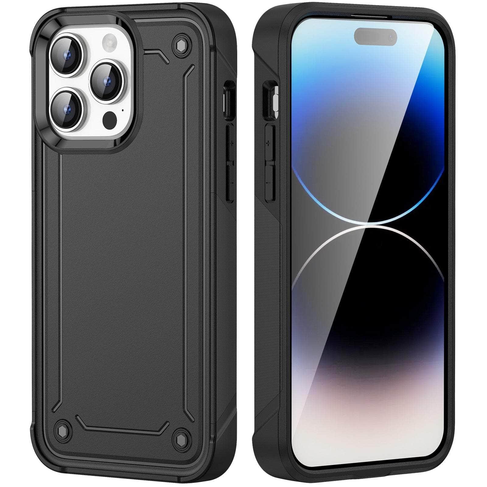 Casebuddy Black / For iPhone 15Pro Max iPhone 15 Pro Max Shockproof Hard Plastic TPU Bumper
