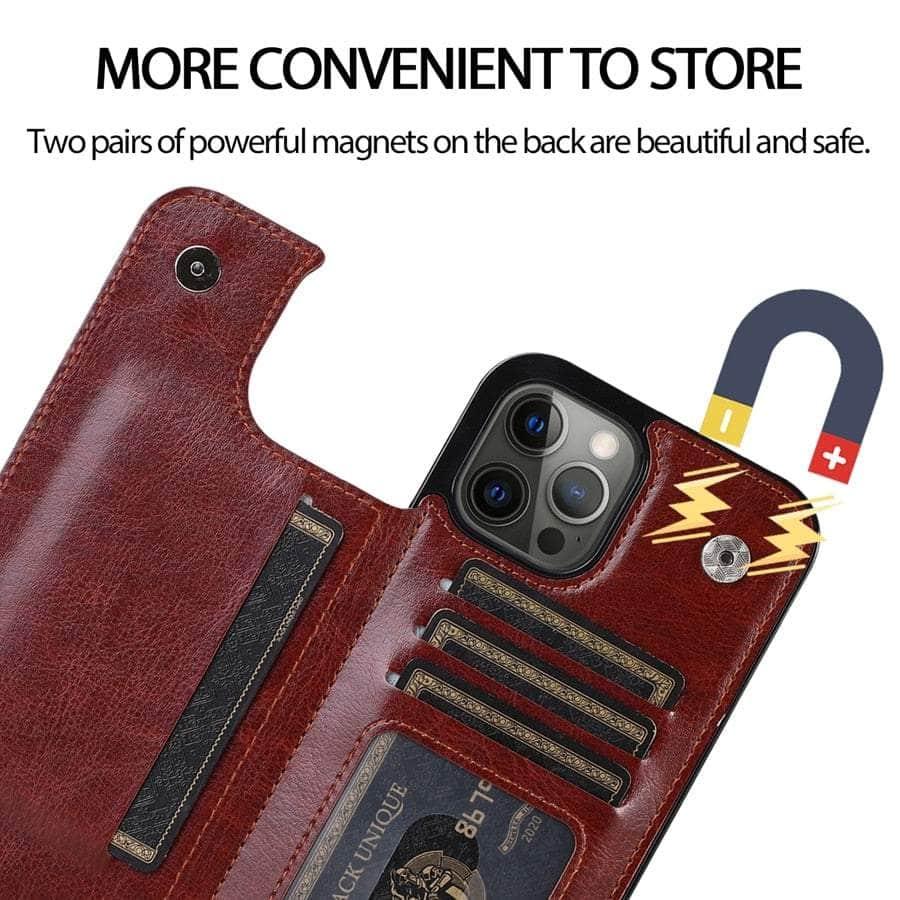 Casebuddy iPhone 15 Pro Max Wallet Double Button Card Stand