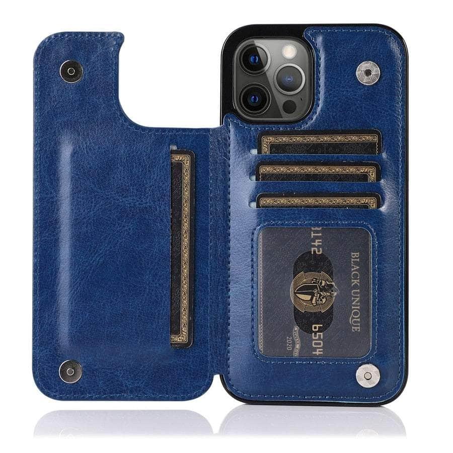 Casebuddy Blue / iPhone 15 Pro Max iPhone 15 Pro Max Wallet Double Button Card Stand