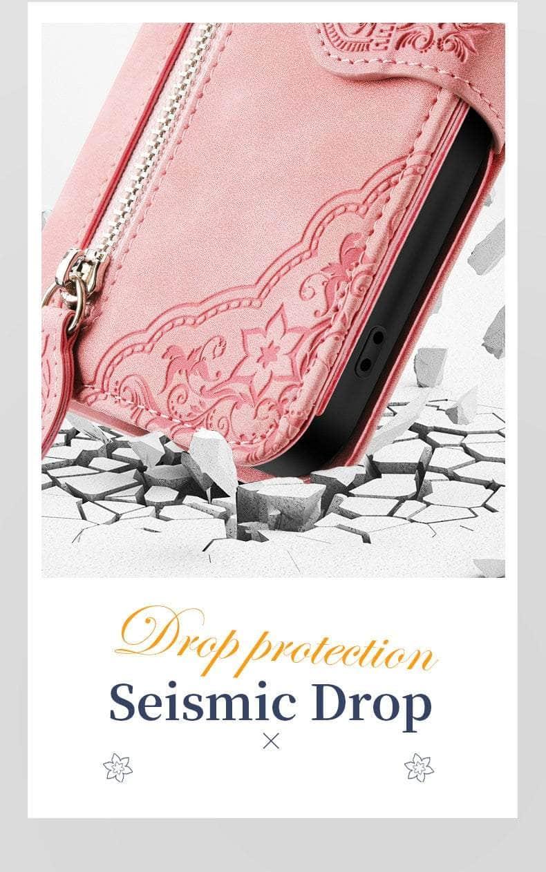 Casebuddy Luxury Zipper Leather Card Book Galaxy A24 Etui