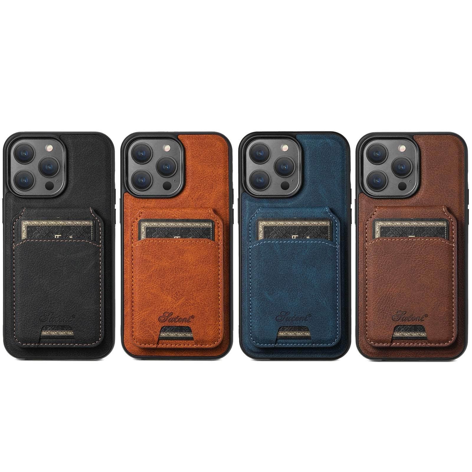 Casebuddy Magnetic iPhone 15 Plus Leather Card Case