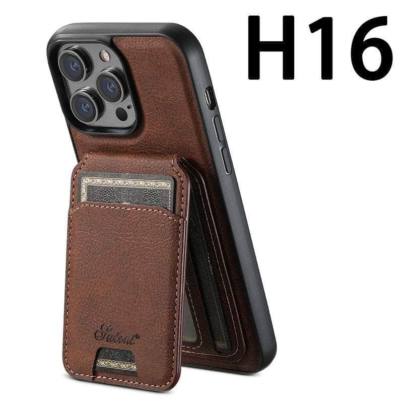 Casebuddy Combination Brown / For IPhone 15 Plus Magnetic iPhone 15 Plus Leather Card Case