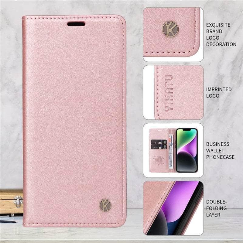 Casebuddy Rose Gold / for Galaxy A34 5G Samsung Galaxy A34 Flip Vegan Leather Case