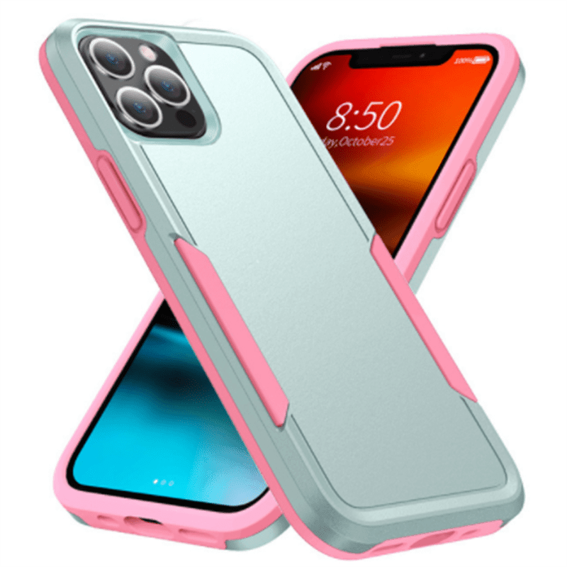 Casebuddy green pink / For iPhone 15PLUS Shockproof iPhone 15 Plus Rugged Silicone Hard Cover