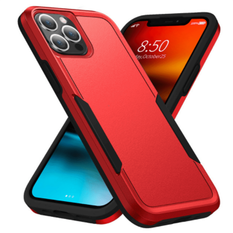 Casebuddy red black / For iPhone 15PRO Shockproof iPhone 15 Pro Rugged Silicone Hard Cover