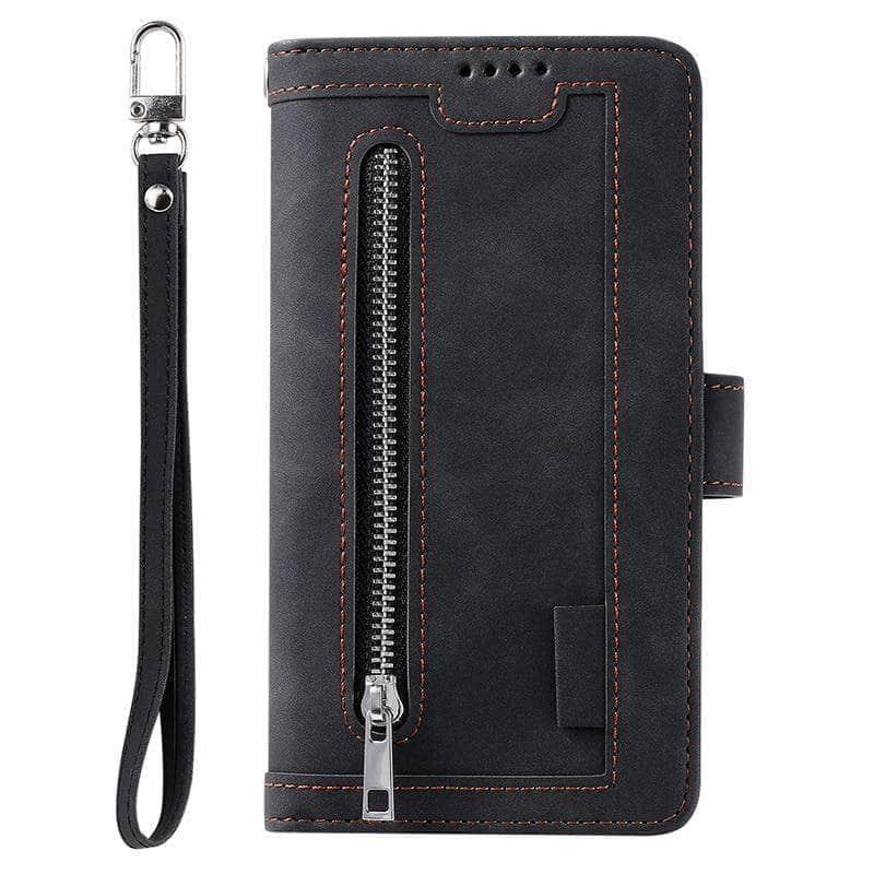 9 Cards Zipper Flip iPhone 13 Pro Leather Case