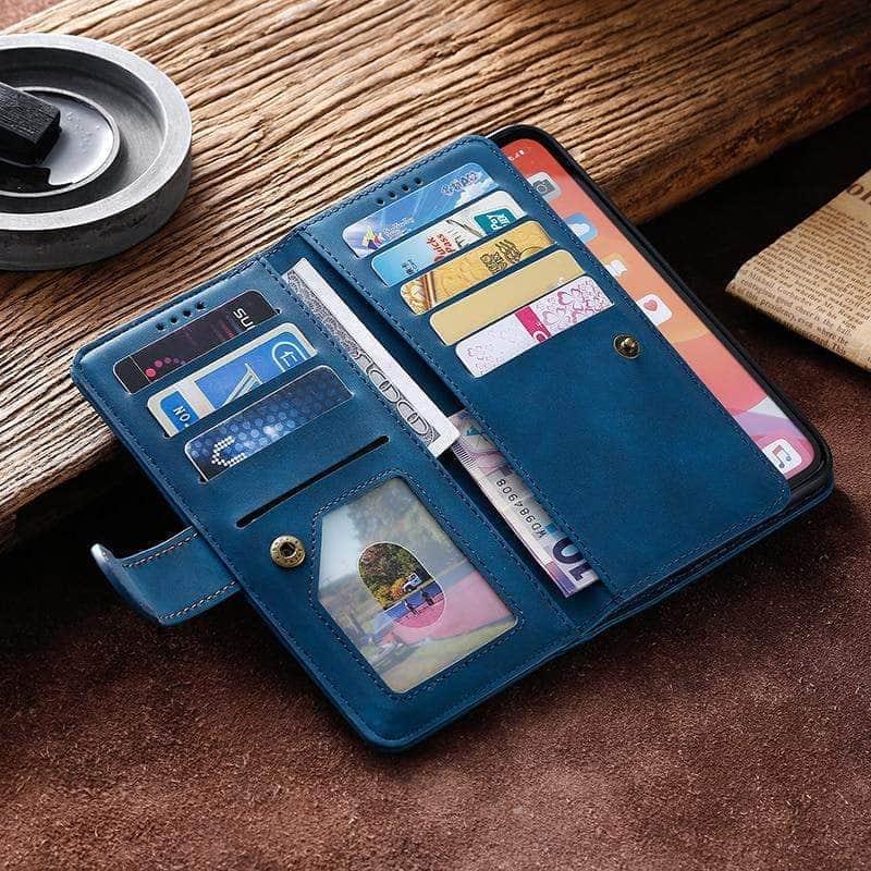 9 Cards Zipper Flip iPhone 13 Pro Leather Case