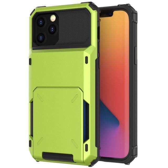 CaseBuddy Australia Casebuddy for iPhone 13 ProMax / green Card Slots Wallet iPhone 13 Pro Max Armor Case
