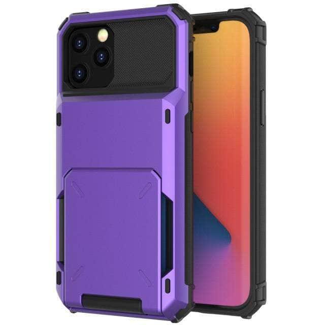 CaseBuddy Australia Casebuddy for iPhone 13 ProMax / Purple Card Slots Wallet iPhone 13 Pro Max Armor Case
