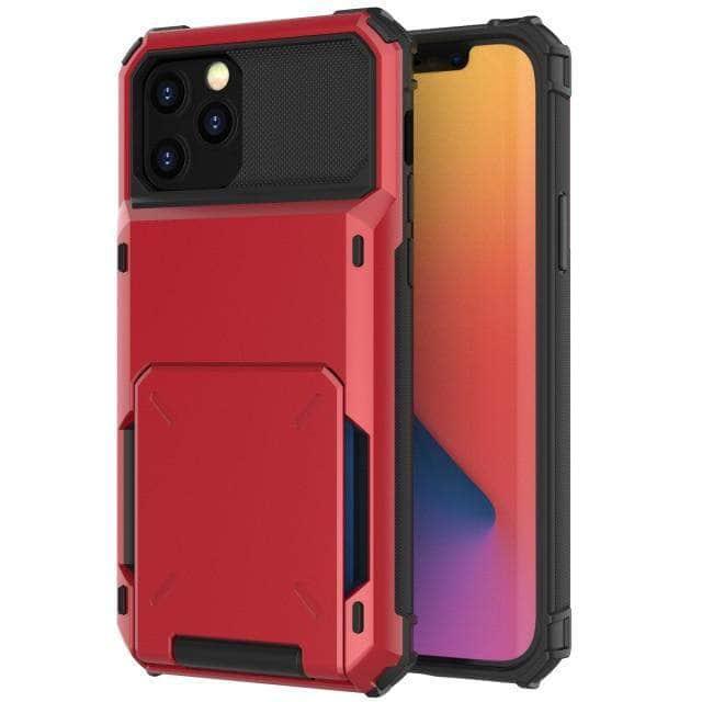 CaseBuddy Australia Casebuddy for iPhone 13 ProMax / Red Card Slots Wallet iPhone 13 Pro Max Armor Case