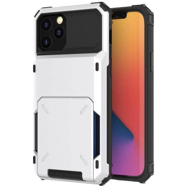 CaseBuddy Australia Casebuddy for iPhone 13 ProMax / white Card Slots Wallet iPhone 13 Pro Max Armor Case