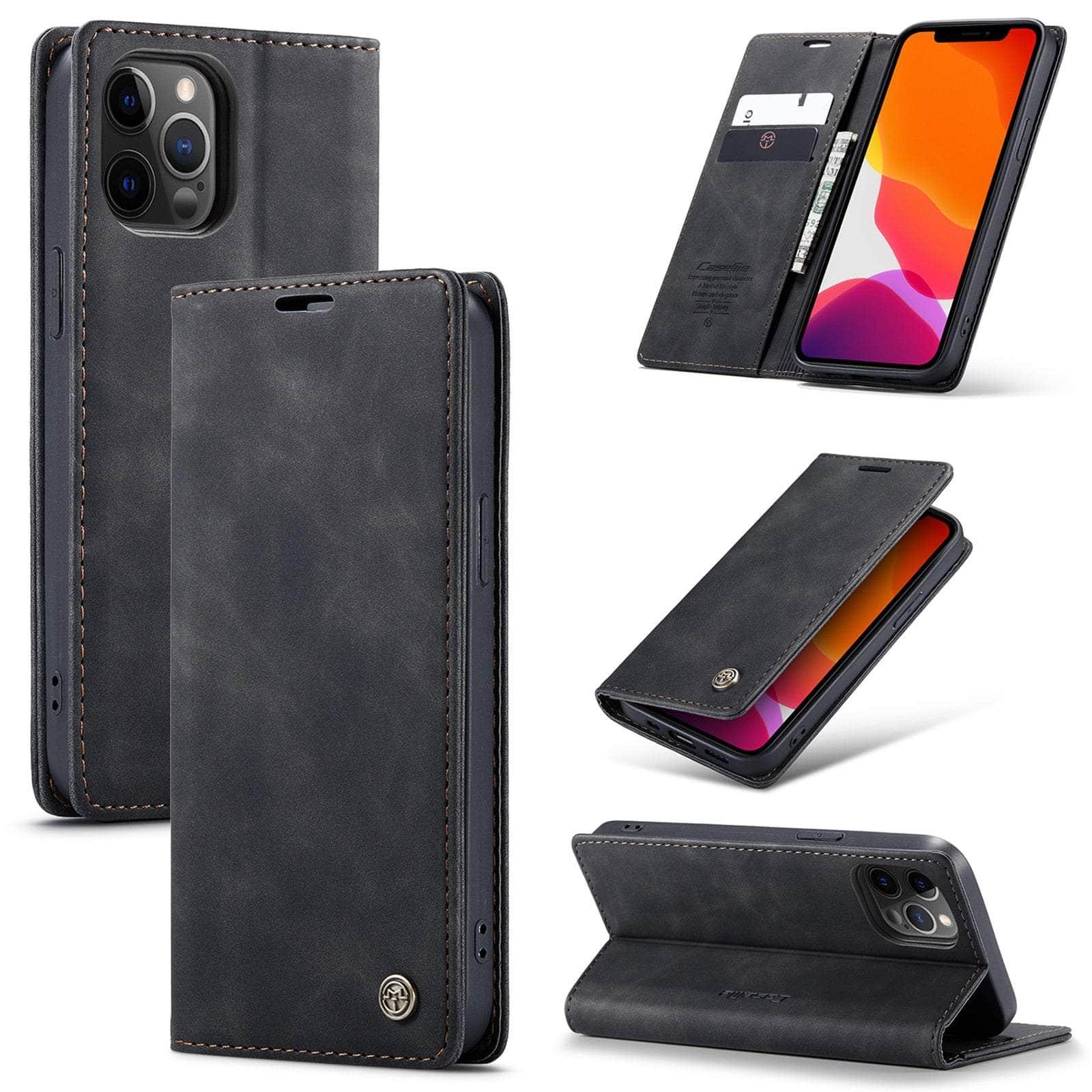Casebuddy CaseMe iPhone 14 Max Retro Magnetic Card Leather Wallet