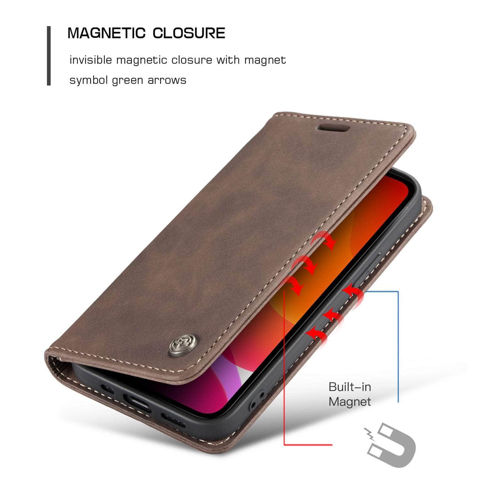 Casebuddy CaseMe iPhone 14 Pro Max Retro Magnetic Card Leather Wallet