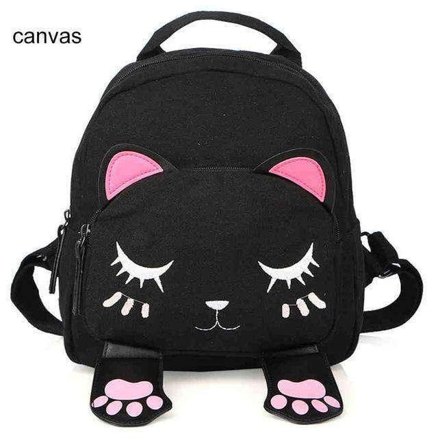 Cute Cat Leather Look Backpack for Teenage Girls Funny Cats Ears - CaseBuddy