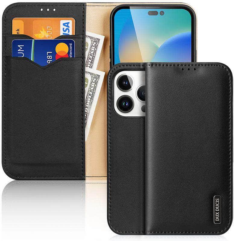 Casebuddy Black / For Iphone 14 Dux Ducis Genuine Leather iPhone 14 Wallet