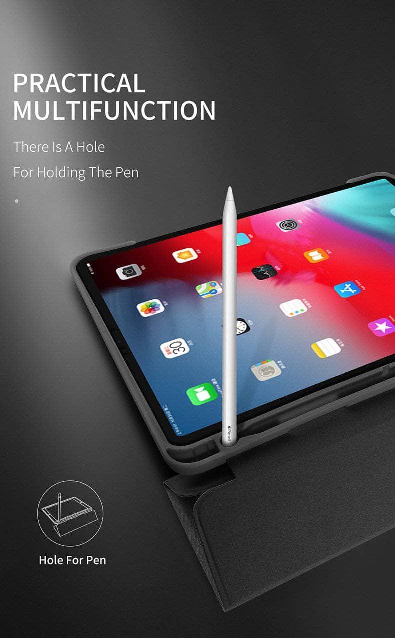 DUX DUCIS Smart Leather Look iPad Pro 12.9 2018 Stand Cover with Pencil Holder Coque - CaseBuddy