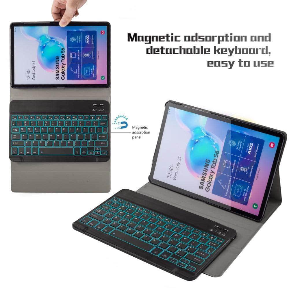 Galaxy Tab S6 10.5 T865 T860 7 Color Backlit Bluetooth Keyboard Flip Stand Case - CaseBuddy