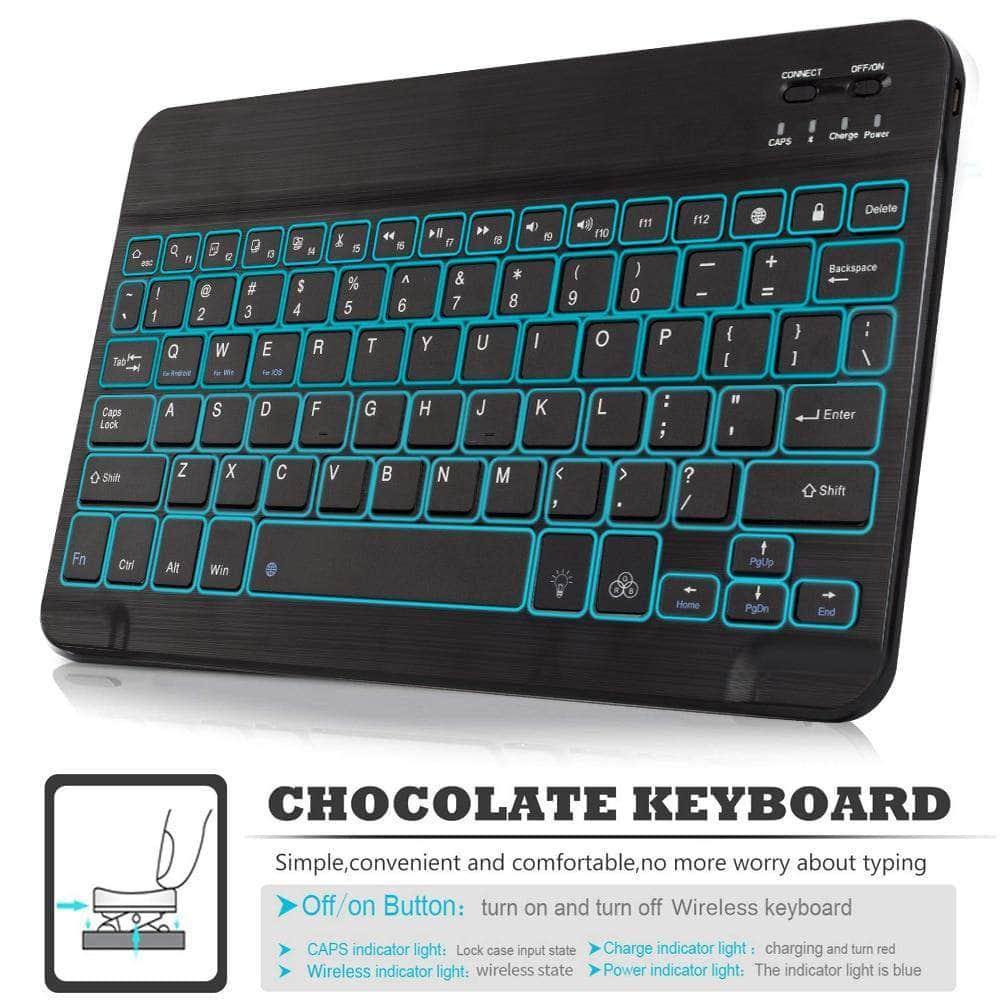 Galaxy Tab S6 10.5 T865 T860 7 Color Backlit Bluetooth Keyboard Flip Stand Case - CaseBuddy