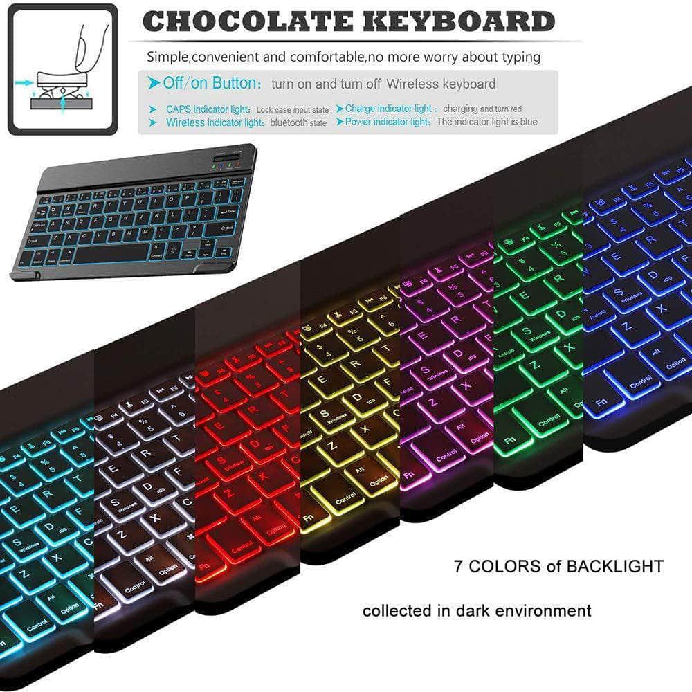 Galaxy Tab S6 10.5 T865 T860 7 Color Backlit Bluetooth Keyboard Flip Stand Case - CaseBuddy