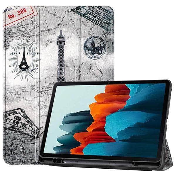 Galaxy Tab S7 T870 T875 Pencil Holder Soft TPU Back Shell Magnetic Smart Case - CaseBuddy