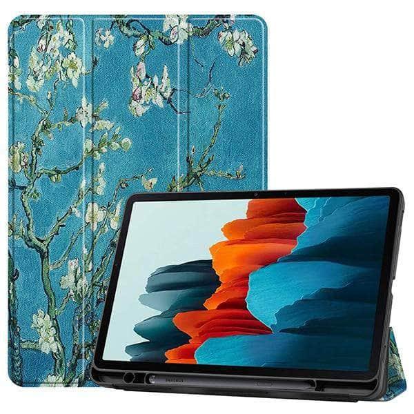 Galaxy Tab S7 T870 T875 Pencil Holder Soft TPU Back Shell Magnetic Smart Case - CaseBuddy