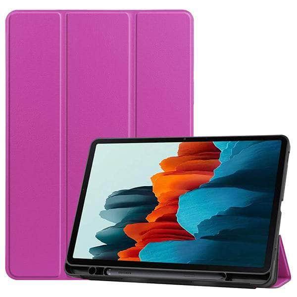 Galaxy Tab S7 T870 T875 Pencil Holder Soft TPU Back Shell Magnetic Smart Case - CaseBuddy