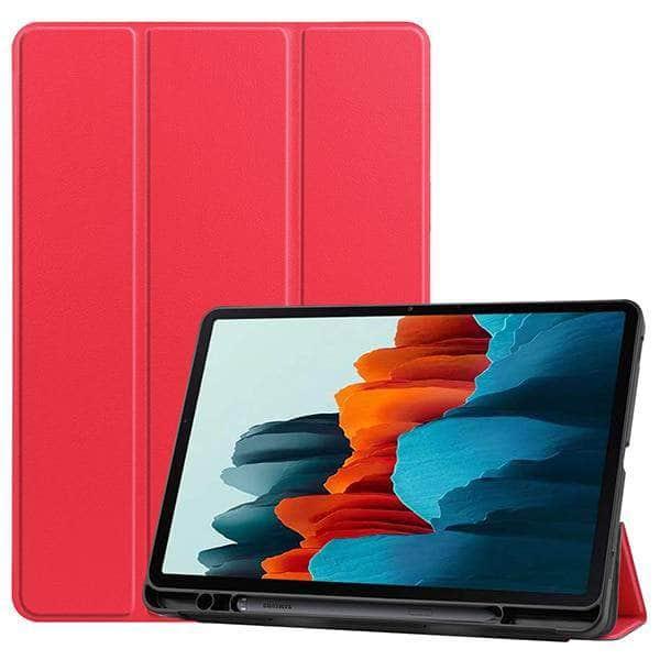Galaxy Tab S7 T870 T875 Pencil Holder Soft TPU Back Shell Magnetic Smart Case - CaseBuddy
