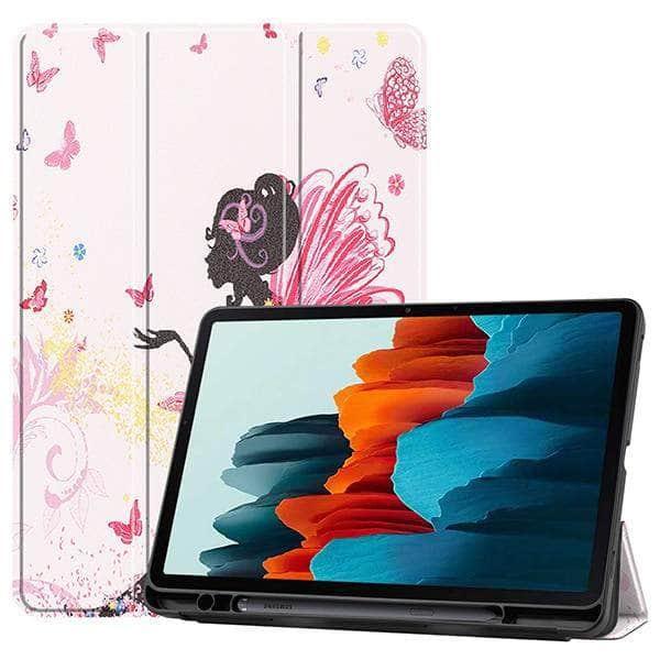 Galaxy Tab S7 T870 T875 Pencil Holder Soft TPU Back Shell Magnetic Smart Case - CaseBuddy