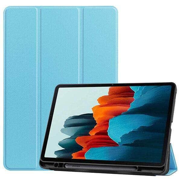 Galaxy Tab S7 T870 T875 Pencil Holder Soft TPU Back Shell Magnetic Smart Case - CaseBuddy