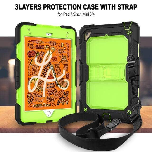 CaseBuddy Australia Casebuddy Lime / ipad mini 5 2019 Heavy Duty iPad Mini 5 Shoulder Strap Stand Case