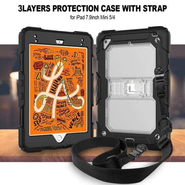 CaseBuddy Australia Casebuddy Clear / ipad mini 5 2019 Heavy Duty iPad Mini 5 Shoulder Strap Stand Case
