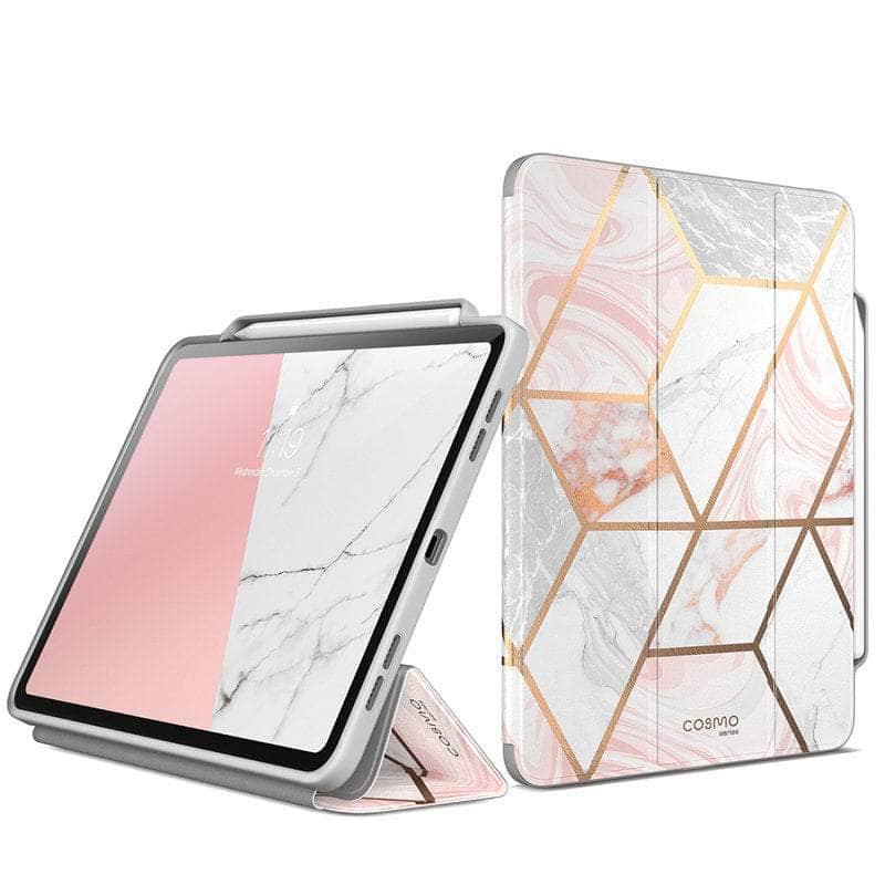 CaseBuddy Australia Casebuddy Pink I-BLASON iPad Pro 12.9 Case (2020) Cosmo Full-Body Trifold Stand Marble Case