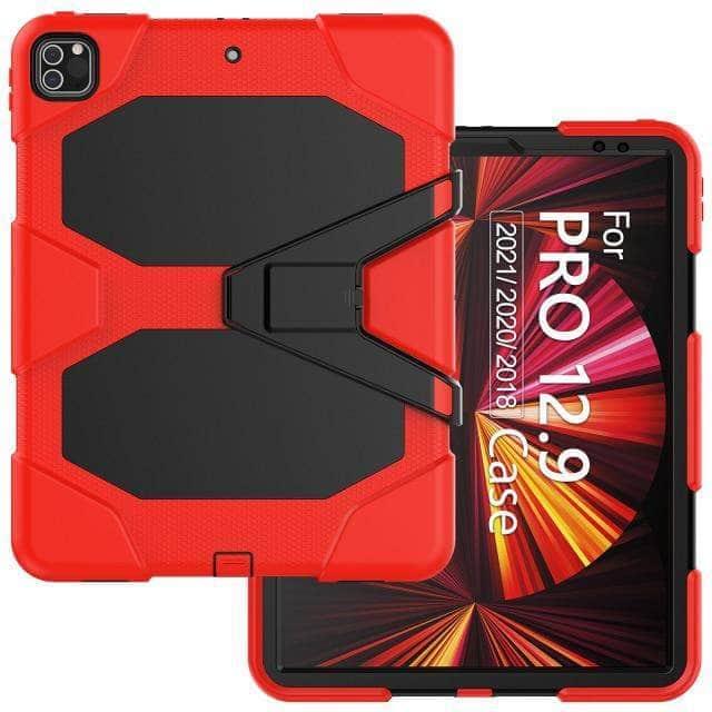 CaseBuddy Australia Casebuddy Red iPad Pro 12.9 2021 Tough Box Shockproof Thick Silicone Rugged Cover