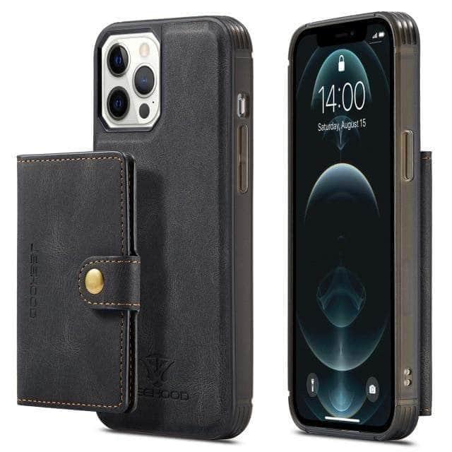 CaseBuddy Australia Casebuddy iPhone 13 Pro / Black iPhone 13 Pro Back Leather Card Holder Case