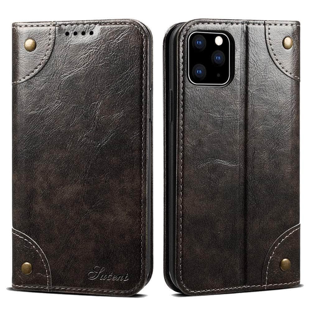 Casebuddy Dark Gray / For Iphone 14 Max iPhone 14 Max Classic Wallet Flip Leather Case
