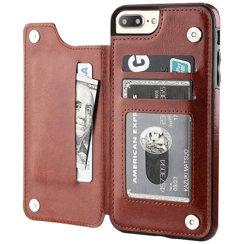 Casebuddy Phone 14 Max(6.7) / Brown iPhone 14 Max Slim Fit Leather Wallet Card Slots Flip Case