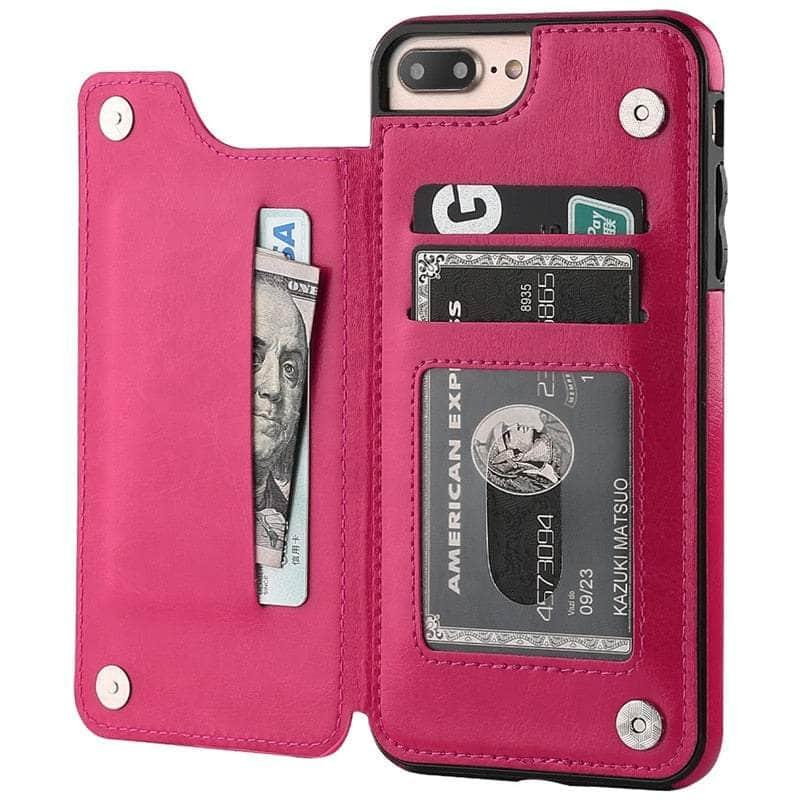 Casebuddy Phone 14 Max(6.7) / Rose Red iPhone 14 Max Slim Fit Leather Wallet Card Slots Flip Case
