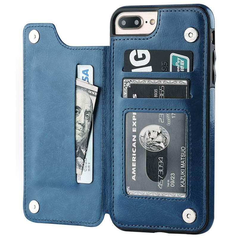 Casebuddy Phone 14 Max(6.7) / Blue iPhone 14 Max Slim Fit Leather Wallet Card Slots Flip Case