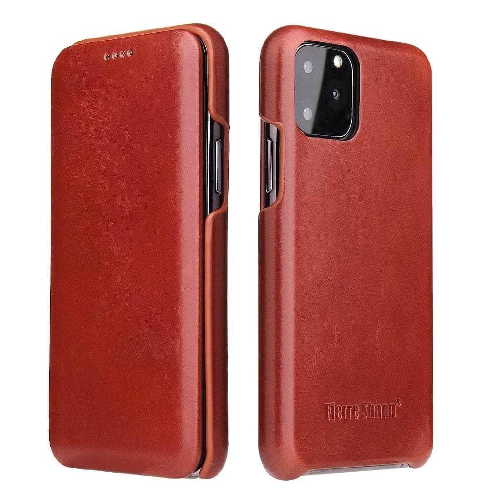 Casebuddy iPhone 14 Pro Genuine Leather Magnet Flip Case