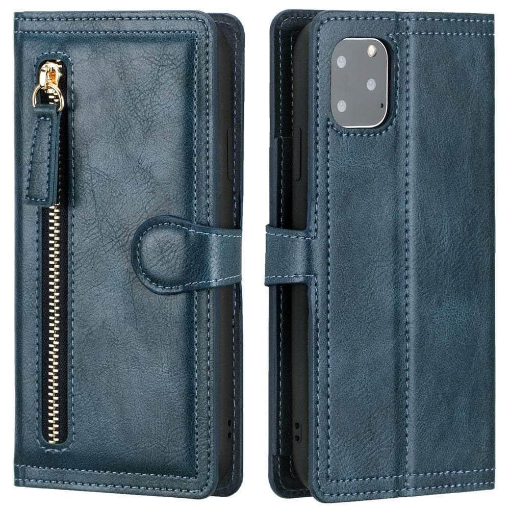 Casebuddy Navy Blue / For iPhone 14 Pro iPhone 14 Pro Leather Wallet Book Case