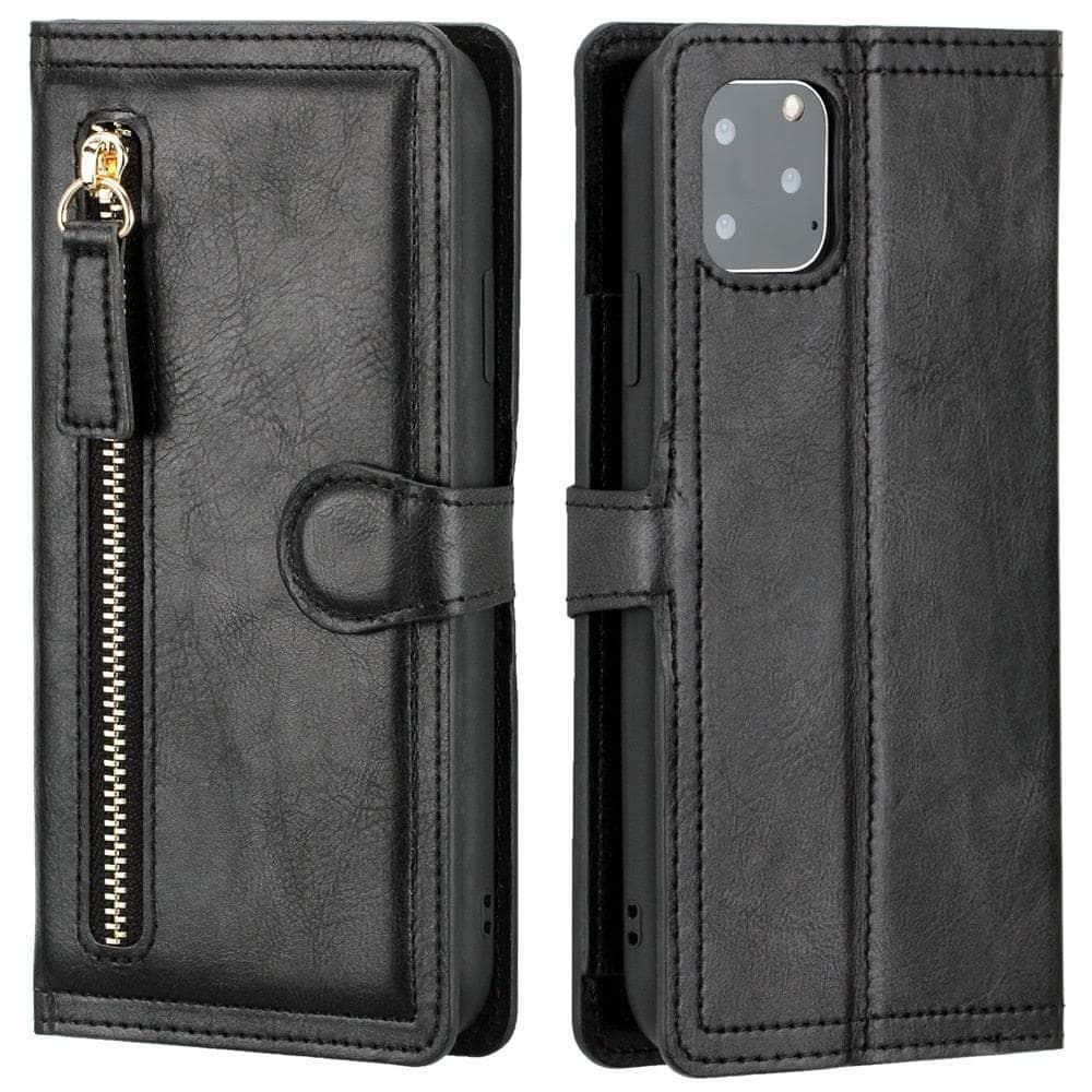 Casebuddy Black / For iPhone 14 Pro iPhone 14 Pro Leather Wallet Book Case